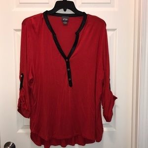 Plus size 3x top with faux leather trim black